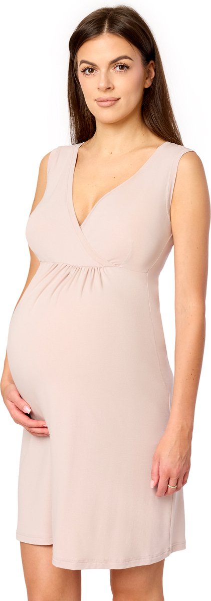 Merry Style Dames Zwangerschap Zwangerschapsnachtjapon - Kort - Elastisch – Licht- Viscose – Poederroze – M - MS-MS10-467-ND