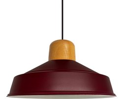 Bamyum Asletl-H Hanglamp Eettafel Hout Ø41 cm, Industriële Vintage Hanglamp, Bordeaux Metalen Pendelarmatuur
