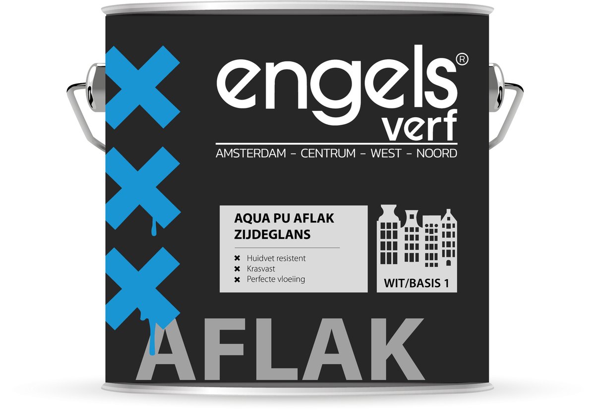 Engels verf- Aqua pu aflak - Verf Zijdeglans Wit- 2.5L - Huidvet Resistant – Krasvast - acrylverf-