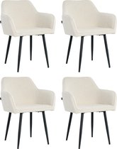 Lina® Diamond Eetkamerstoel - Creme - Set van 4 - Boucle