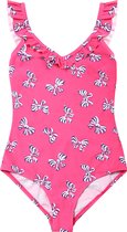 Badpak met ruches fuchsia roze 128-134