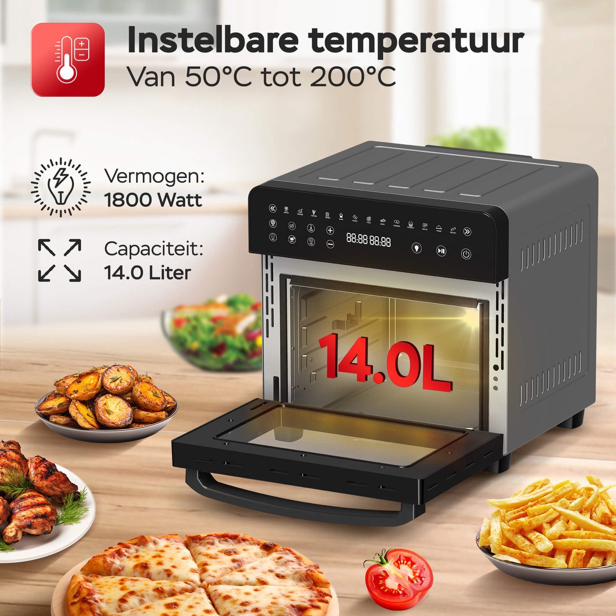 TurboTronic AFO14 Airfryer XXL met Draaispit - afbeelding 3