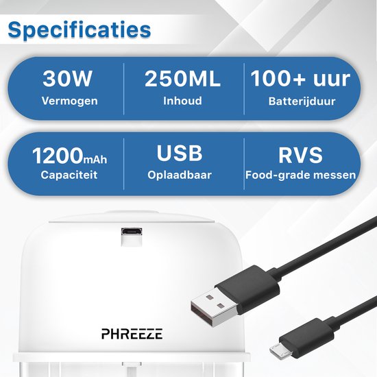 Mini Hakmolen Elektrisch - 250ML - Foodprocessor - Groentesnijder - USB Oplaadbaar - Portable Chopper - Blender - Keukenmachine - Draadloos van Easyvoor — afbeelding 4