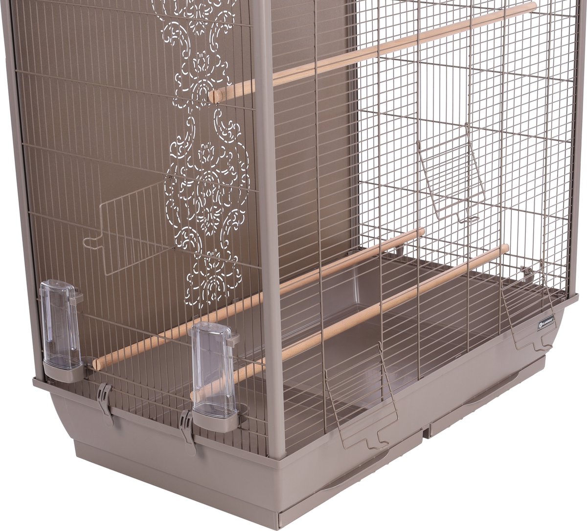 Flamingo volière Parkietenkooi Ibis Taupe – Ruime vogelkooi met zitstokken, eetbakjes & dakopening – 78x48x81,5 cm thumbnail 2