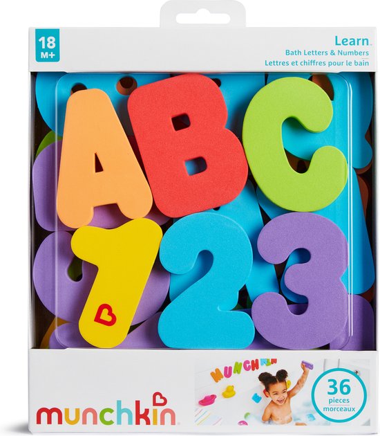 Munchkin Badletters & Nummers 36 Letters en Getallen voor in Bad! - Bad Foam Speelgoed - Badspeelgoed voor Jongens en Meisjes - Leerrijk voor Kinderen! - Vanaf 24 Maanden