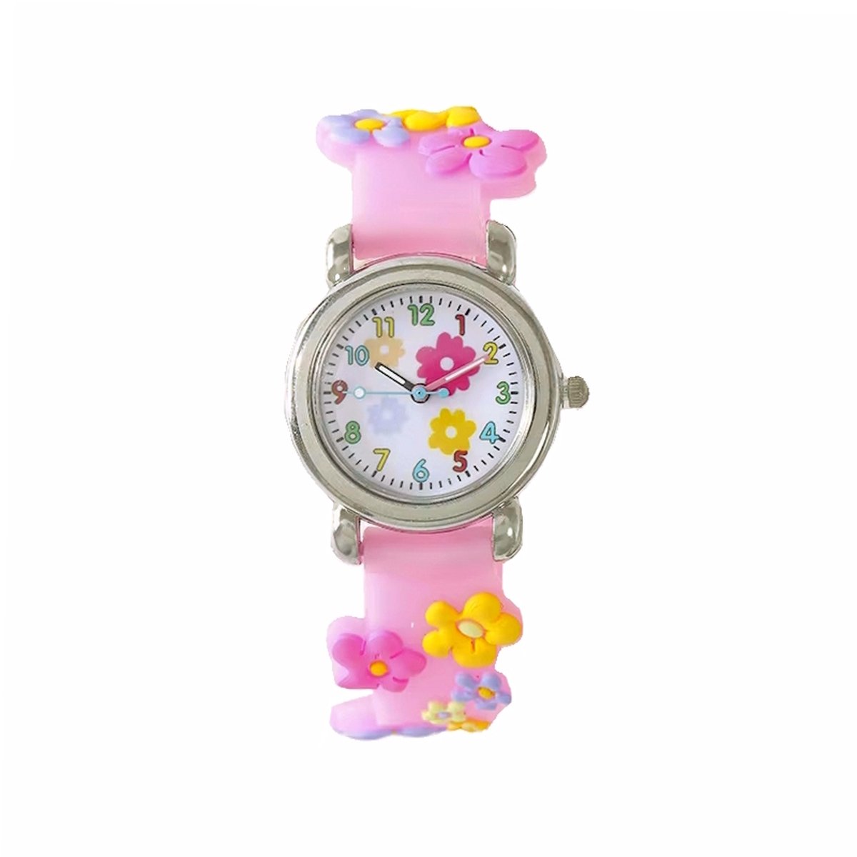 Kinderhorloge 3D Bloem - Lichtroze | Kunststof-Plastic | Ø 28 mm | Fashion Favorite