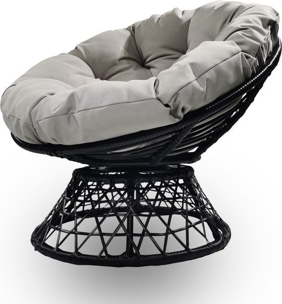 Rijoka Lounge Chair Ronde – Rotative à 360 Degrés – Zwart