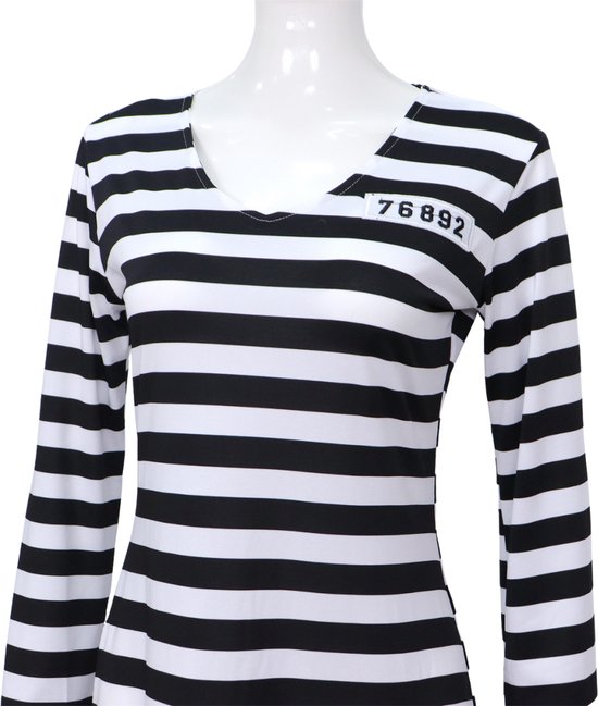 Joya Kids® Robe Crooks rayée | Robe de costume de prisonnier | Habille la robe | Déguisement / femme | Bandit | Déguisements | Costume de carnaval | Femmes | Taille M