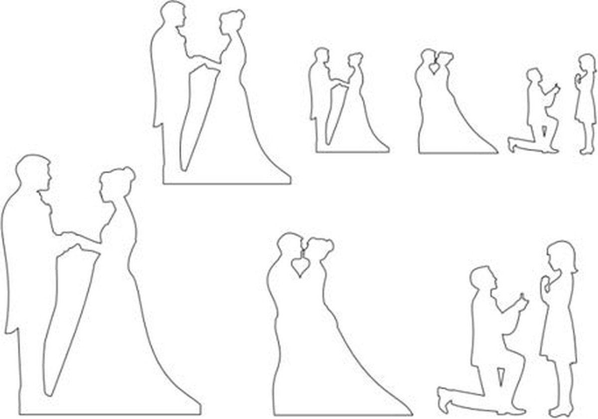 Patchwork Cutter Wedding Silhouette Set
