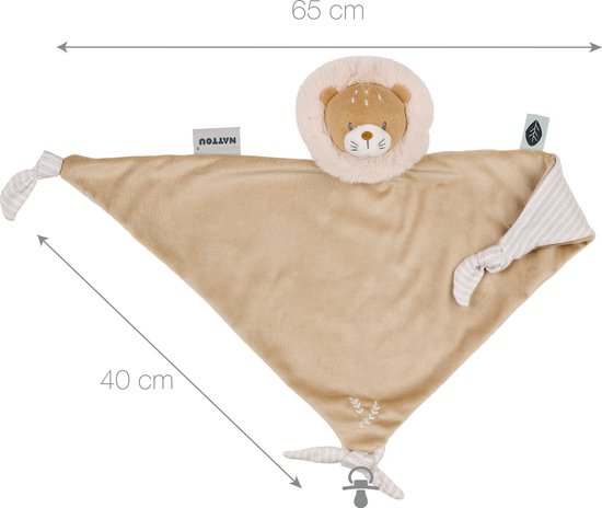 Nattou FLO, ERNEST & OLI Maxi Knuffeldoekje - Leeuw - 62 cm - Bruin van Nattou — afbeelding 2