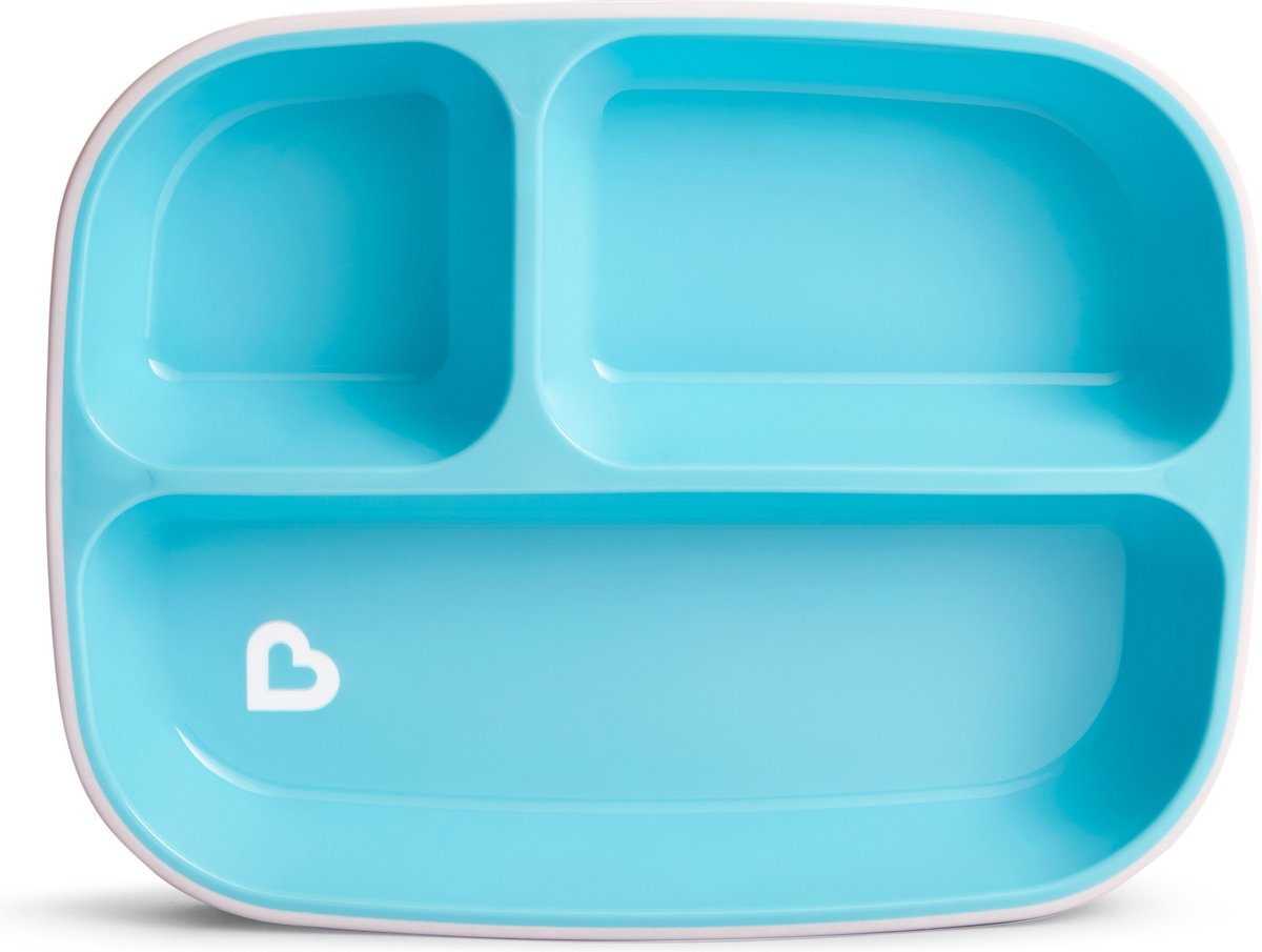 Munchkin Anti-Slip Borden Met 3 Vakken - Splash - Vaatwasser- en Magnetronbestendig - Per 2 Stuks - Kinderbordjes - Groen/Blauw — afbeelding 2