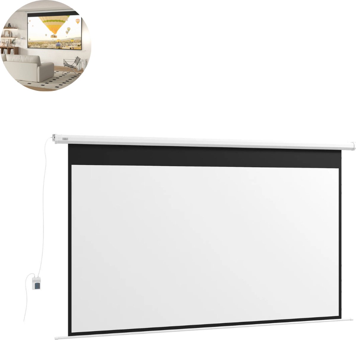 Projectiescherm - 16:9-formaat - Afstandsbediening - Opvouwbaar - Perfect voor Thuis - 266 x 149 cm (120 inch) - Wit