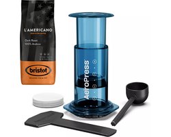 AeroPress Clear Blue Coffee Maker + Bristot l'Americano koffie