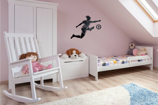 Décoration murale Voetbal - Joueur de football - Bois - Football féminin - Zwart - 60x47 cm - Décoration murale - Voetbal - Décoration murale - Voetbal - Soccer - MDF - footballeuse