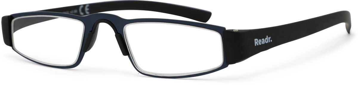 Leesbril Readr. LIMO – Kleur blauw/zwart – Sterkte +4.00 – Model lookover - Lichtmetalen montuur– Unisex leesbril – Extra lange rubberized veren – Hoogwaardige kwaliteit – Geschikt voor dagelijks gebruik