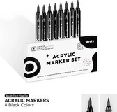 Arrtx - Acrylmarkers - Paint Dual Tip Markers - set van 8 - zwart