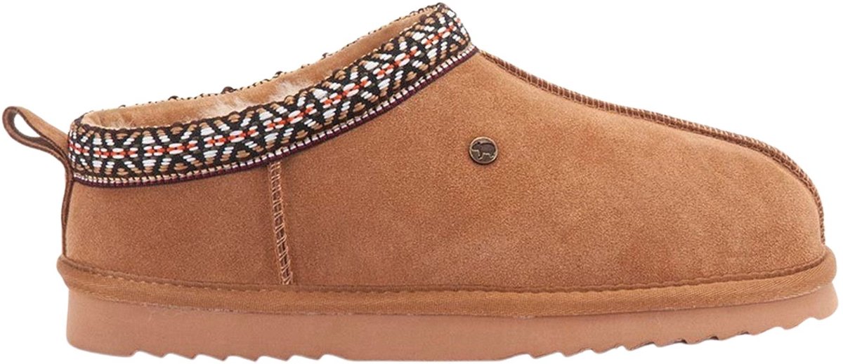 Warmbat Kynuna Suede Tape Dames Sloffen - Cognac
