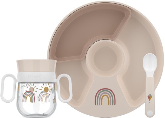 Coffret vaisselle bébé Mepal Mio - 3 pièces - Cadeau maternité - Vaisselle pour enfants - Sunshine & Rainbow