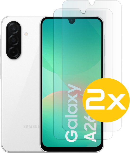 Screenprotector Samsung Galaxy A26 9H Hardheid Tempered Glass Glasplaat 2 Stuks Case Friendly Transparant