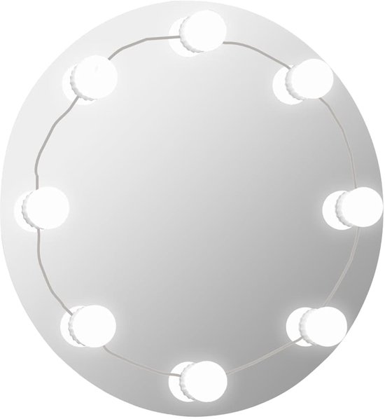 Miroir mural sans cadre avec lampes LED verre rond