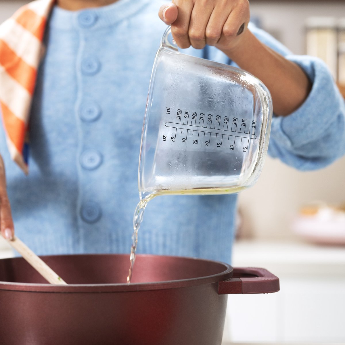 Mepal Glas maatbeker met deksel Chef it - 1 l - Maataanduiding - Vaatwasmachine-. magnetron- en ovenbestendig - Bakspullen - Nordic sage — afbeelding 4