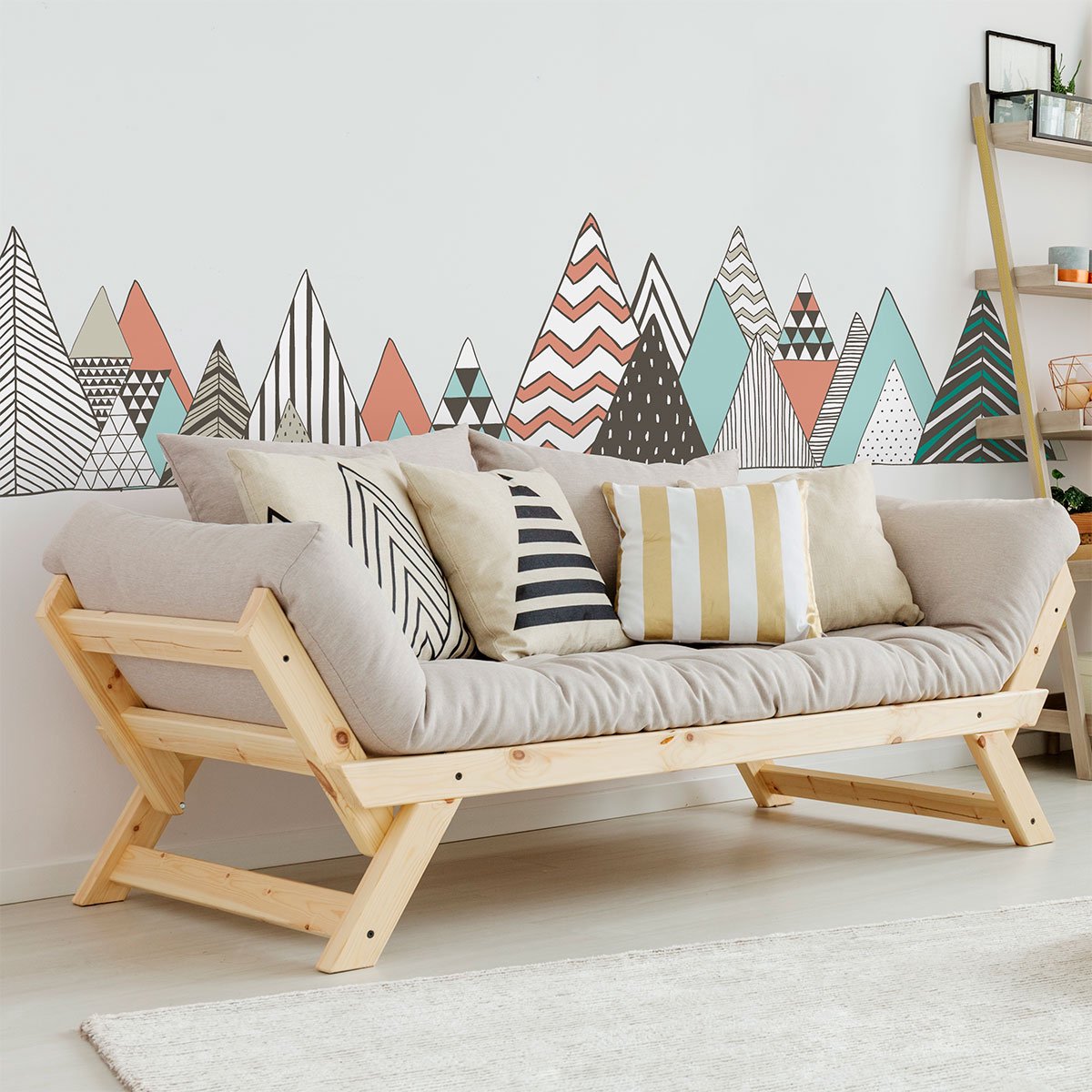 Ambiance Sticker Muurstickers - Decoratie voor slaapkamer/woonkamer - Gigantische muursticker van het Scandinavische TORNGAT-gebergte - 70 x 115 cm Multi color