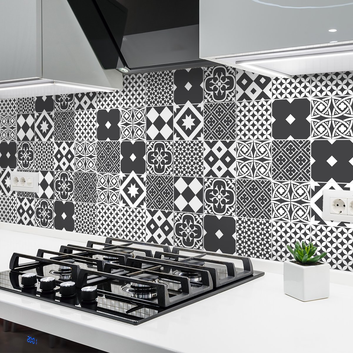 Ambiance Sticker Zelfklevende tegelmuurstickers voor keuken en badkamer - 24 AZULEJOS BASTELICA CEMENTTEGELSTICKERS - 24 stickers 20x20cm Multi color