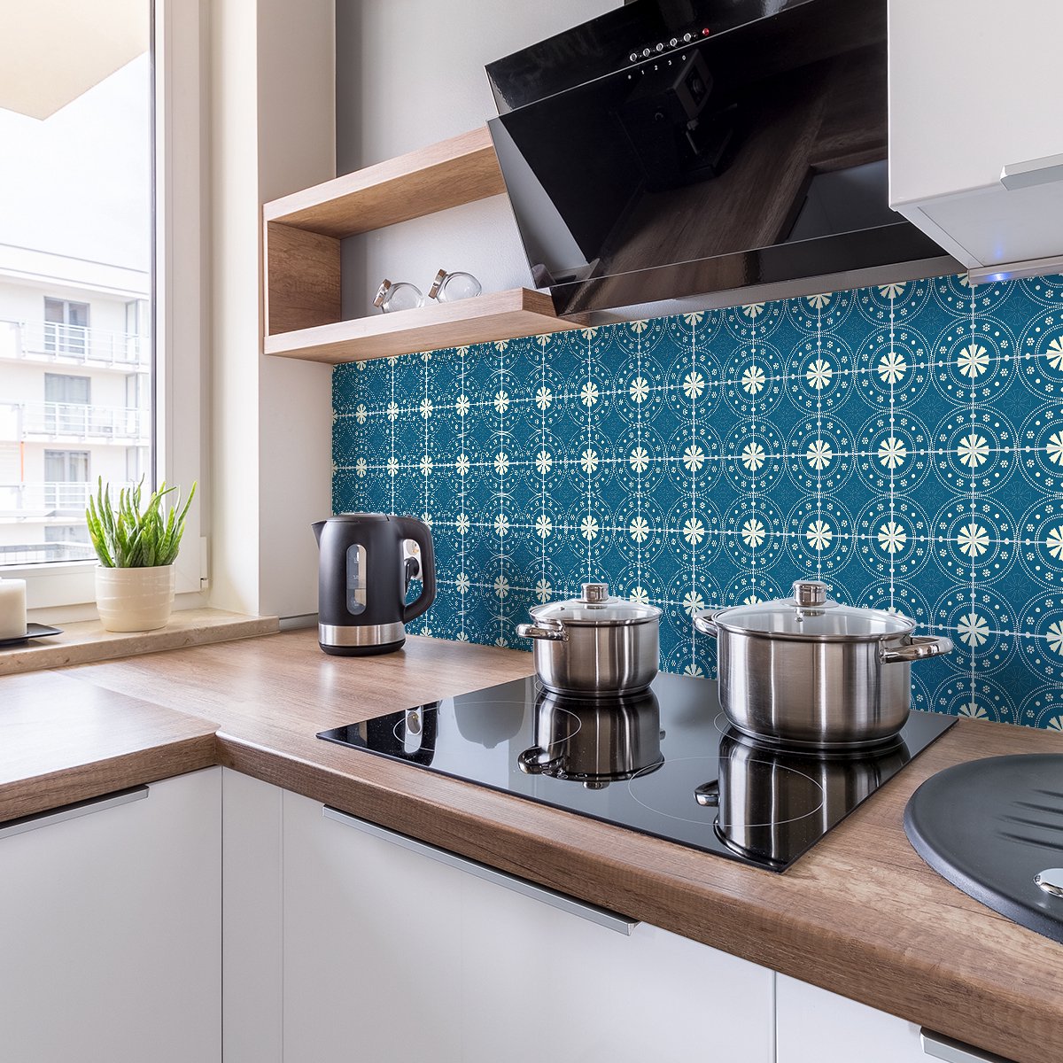 Ambiance Sticker Zelfklevende tegelmuurstickers voor keuken en badkamer - 24 cementtegelstickers, Azulejos Ignatia - 24 stickers, 15x15cm Multi color