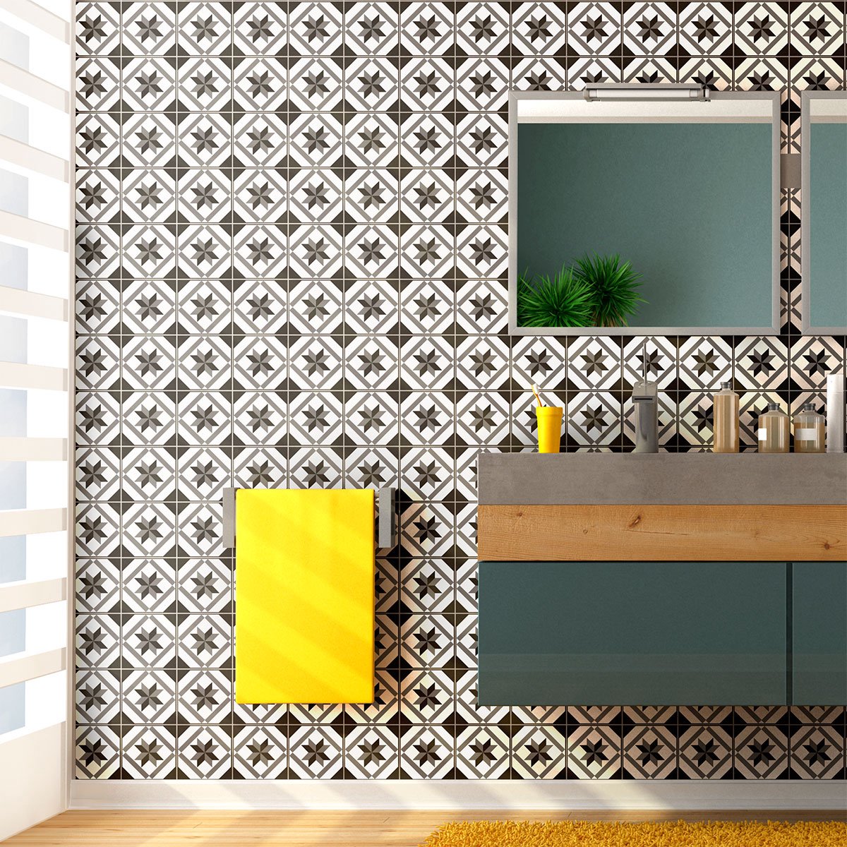 Ambiance Sticker Zelfklevende tegelmuurstickers voor keuken en badkamer - 60 Azulejos Zairian tegelstickers - 60 stickers 10x10cm Multi color
