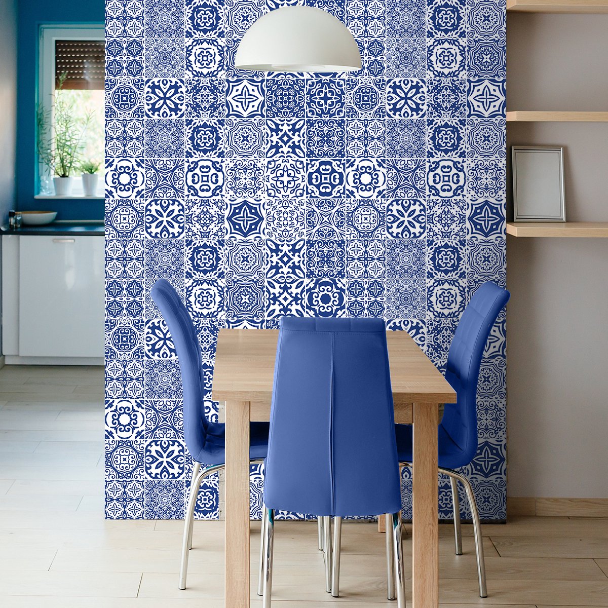 Ambiance Sticker Zelfklevende muurstickers in tegelpatroon voor keuken en badkamer - 30 Melinda Azulejos cementtegelstickers - 30 stickers 20x20cm Multi color