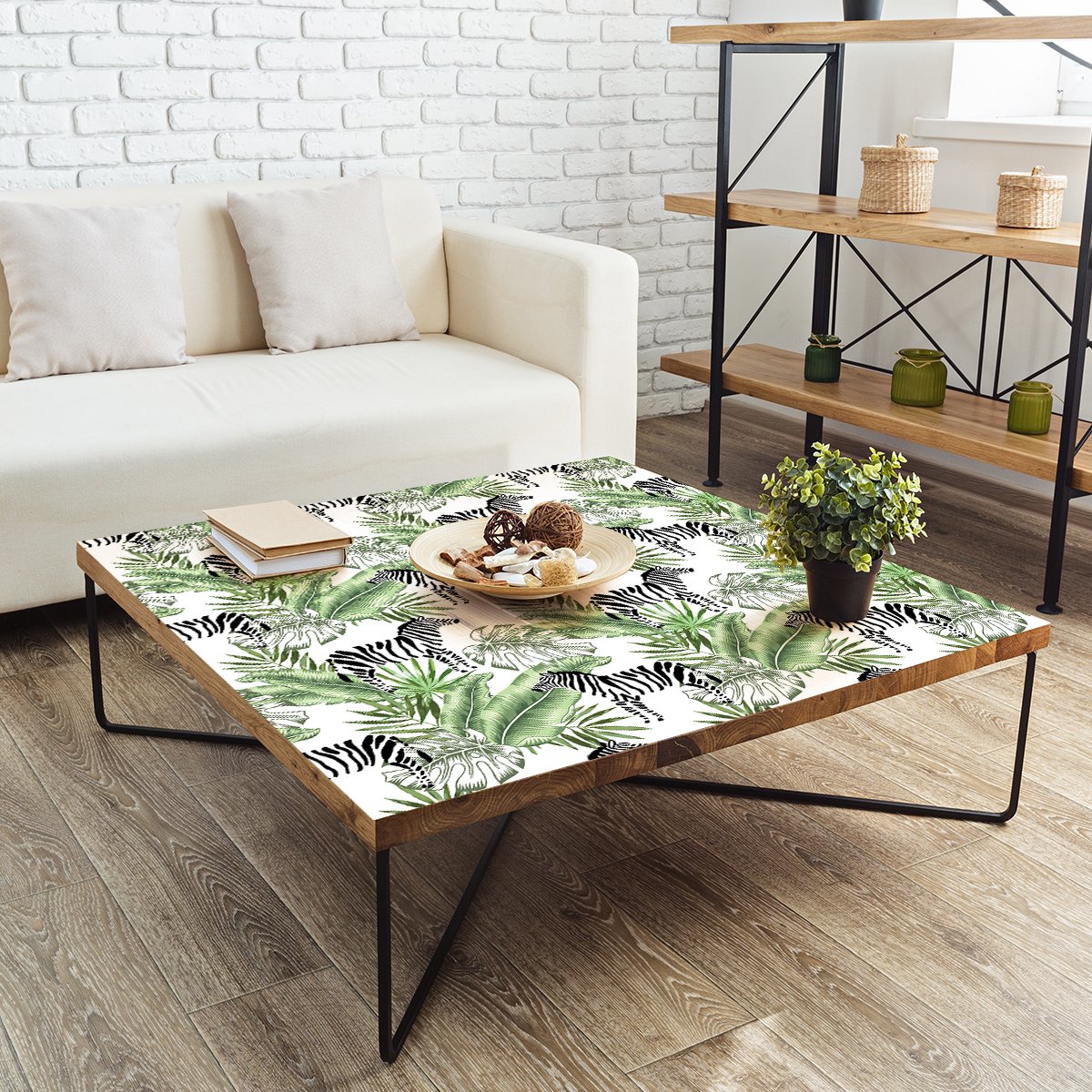 Ambiance Sticker Sticker met tropisch meubelmotief, ipeva, 60 x 90 cm Multi color
