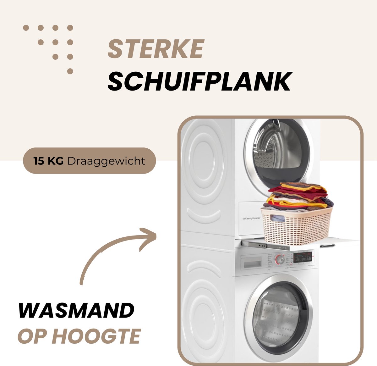 Dastium Home - Stapelkit Wasmachine en Droger - Stapelset Wasmachine en droger - Tussenstuk Wasmachine en Droger - Universeel — afbeelding 4
