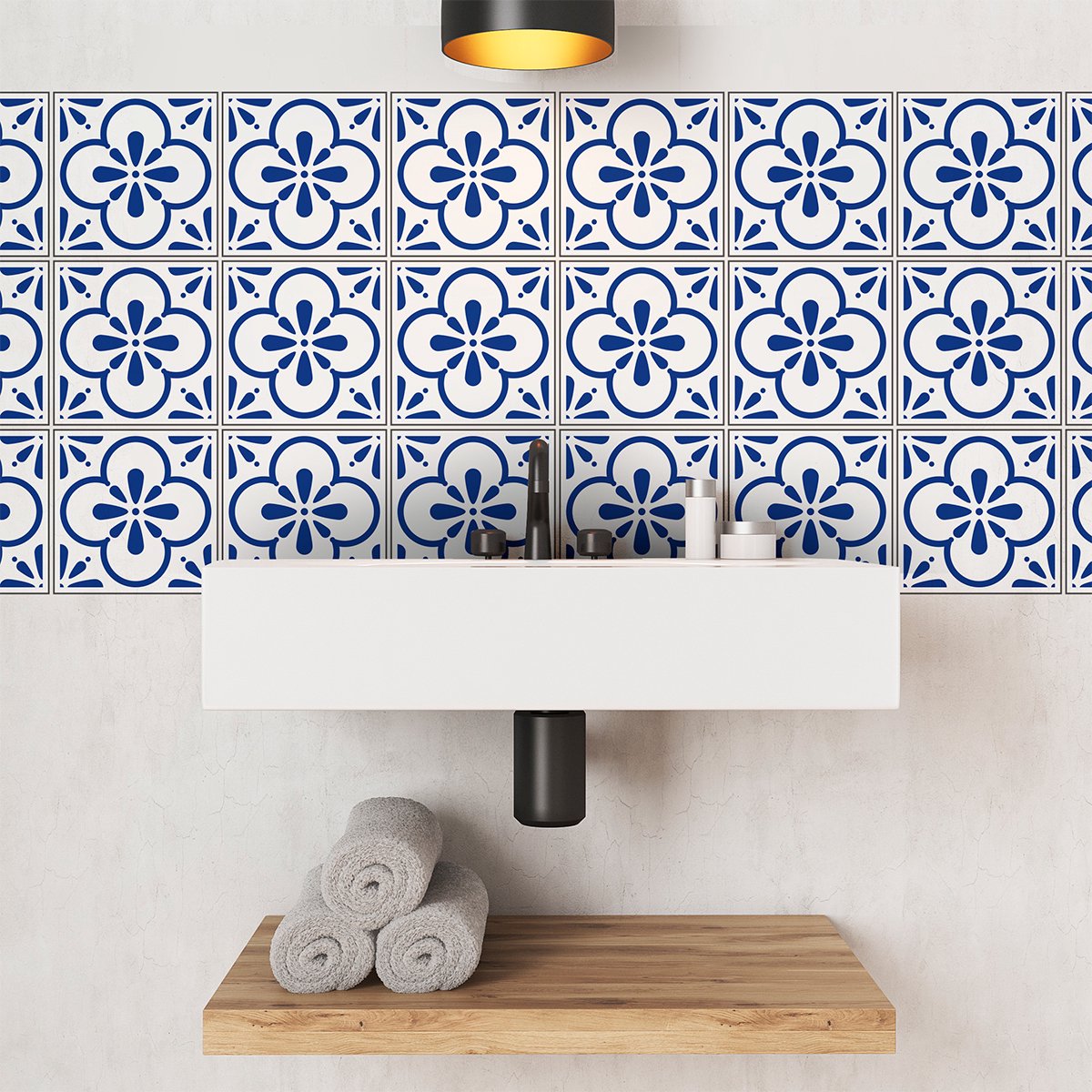 Ambiance Sticker Zelfklevende tegelmuurstickers voor keuken en badkamer - 9 Micaela Azulejo tegelstickers - 9 stickers 15x15cm Multi color