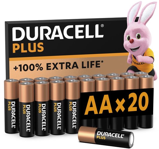 Duracell Plus AA - alkaline batterijen - 1,5V, LR6 - 20 stuks