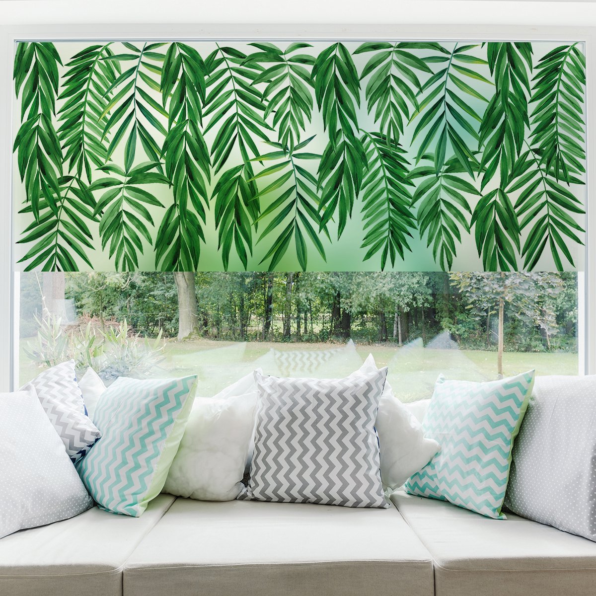 Privacy raamfolie - Hangende palmbladeren - Raam- en douchedeurstickers - 40x100cm
