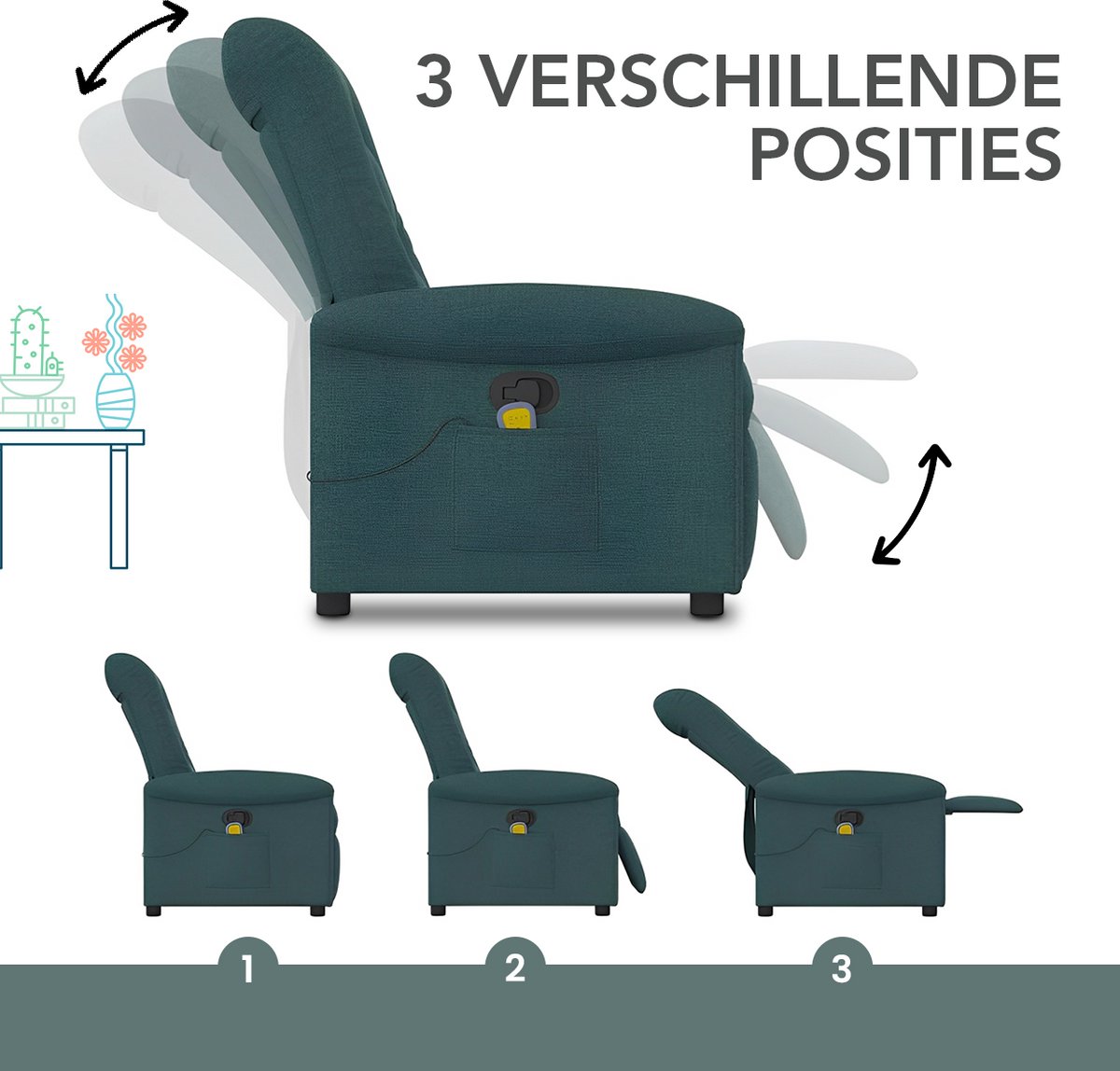Afbeelding 3 van GranMaison Massagestoel Elektrisch Donkergroen 1 Persoon