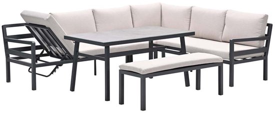 Corsica lounge-diningset - 4-dlg - rechts - carbon black - desert sand