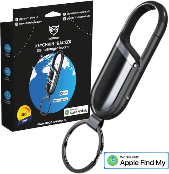 Good2know Airtag Sleutelhanger Zwart - Keyfinder - GPS Tracker - Sleutelvinder met geluid – GPS Sleutelhanger Tracker – Waterdicht – Werkt met Apple Zoek Mijn