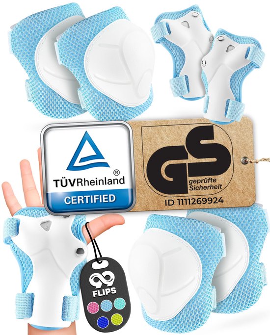 99FLIPS Kniebeschermers Kinderen - TÜV Rheinland GS Gecertificeerd [6-delig] - Kniebeschermers voor Kinderen, Elleboog- en Polsbeschermers - Skate Beschermset Kinderen Beschermingsset voor Kinderen