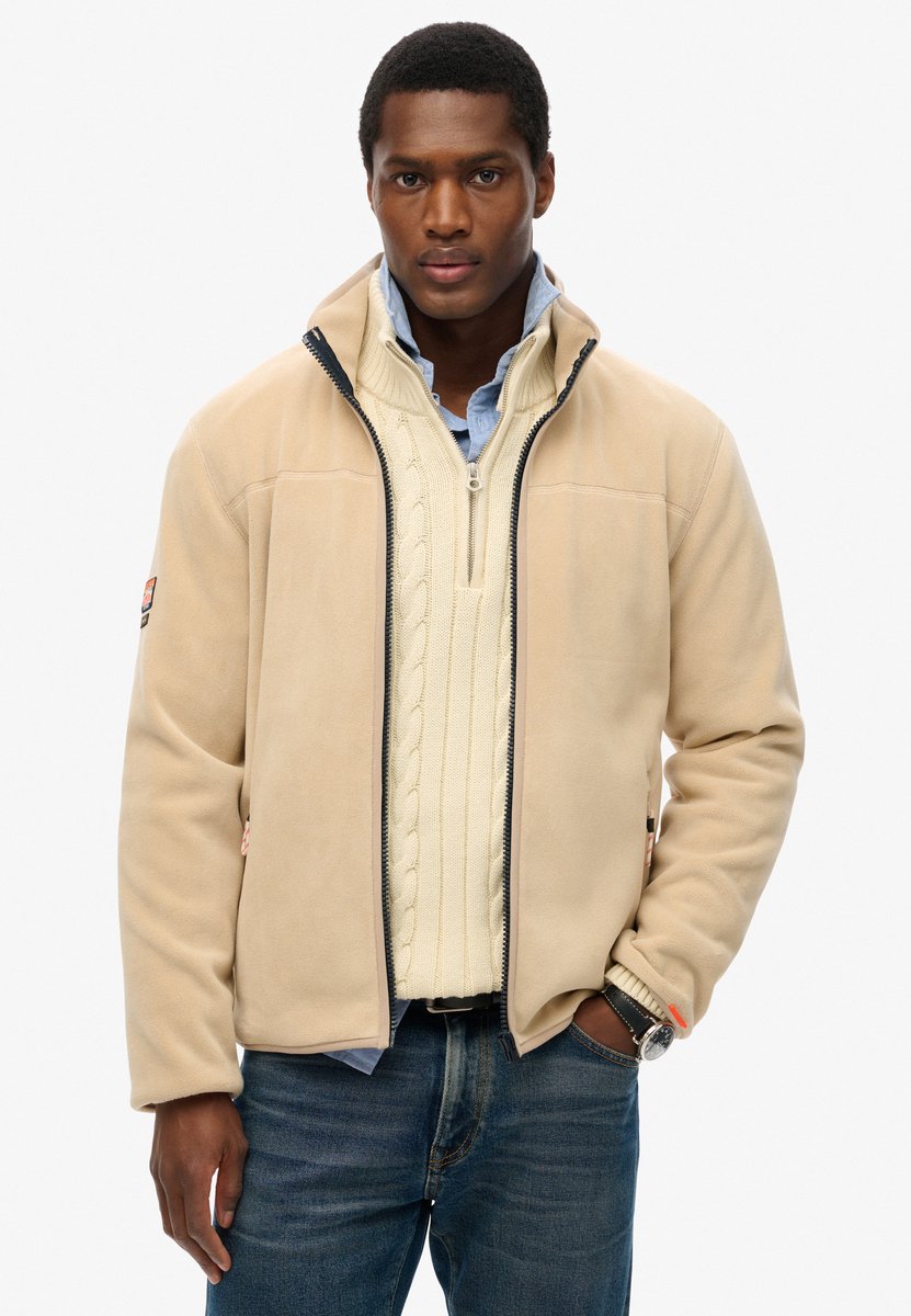 Superdry Active fleece met volledige rits Heren Truien Beige