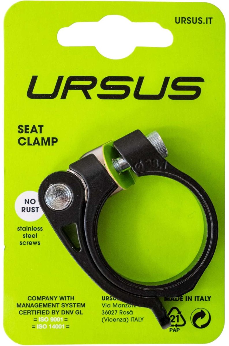 Ursus Zadelpenklem 38.1ø met hevel zwart op kaart