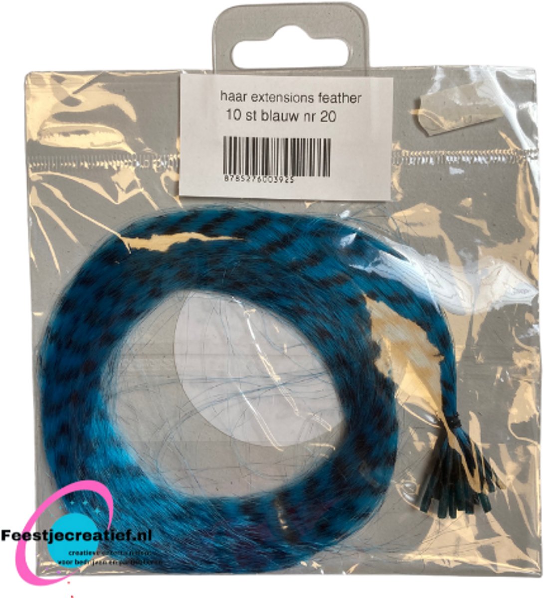 Haarextensie feather - 10 stuks - blauw - nr20