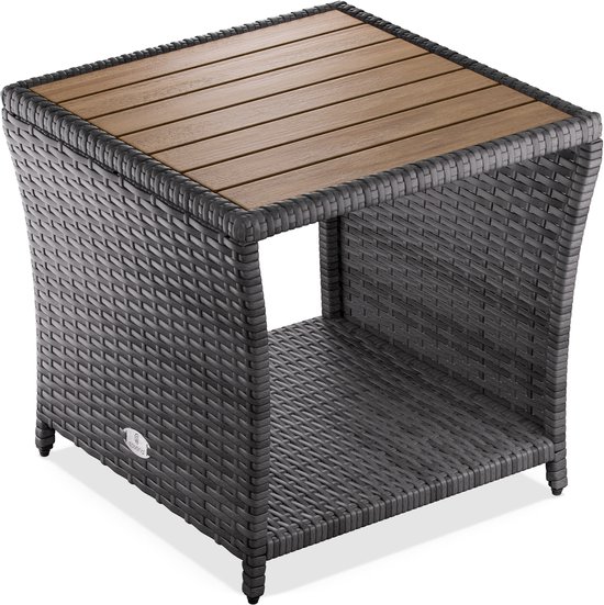 Casaria Bijzettafel - Polyrattan Vierkant 45x45x40cm - Grijs