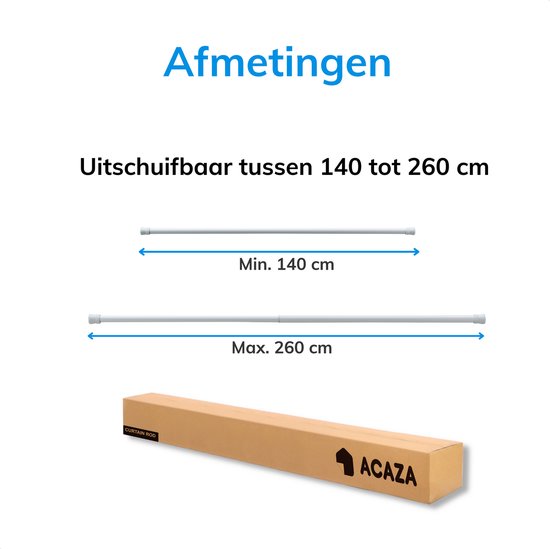Douchegordijnstang in ijzer, telescoopstang, 109-151 cm