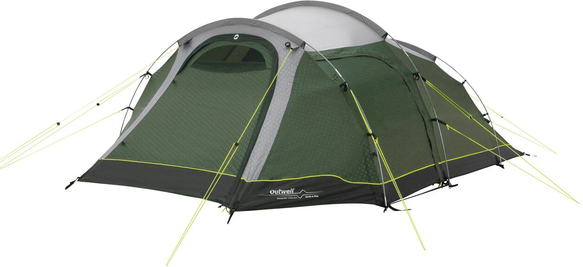 Outwell Earth 4 Plus Tent Tunneltent Met Uitbouw 4 Persoons Groen