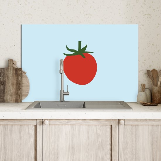 Crédence de Cuisinière en Aluminium 70x50 cm - Rouge - Tomate - Légume - Écran Pare-éclaboussures pour Plaque de Cuisson - Protection Murale