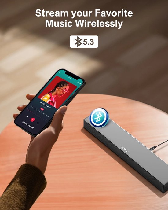 Rustive Soundbar - Soundbars voor TV - Soundbar met Subwoofer - Met Bluetooth - 160W - 3D Surround Geluidssysteem - Zwart — afbeelding 4