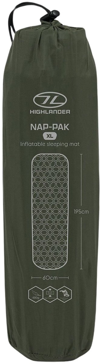Highlander opblaasbare slaapmat NAP-PAK XL - R-waarde 1,5 - Groen van HI — afbeelding 5
