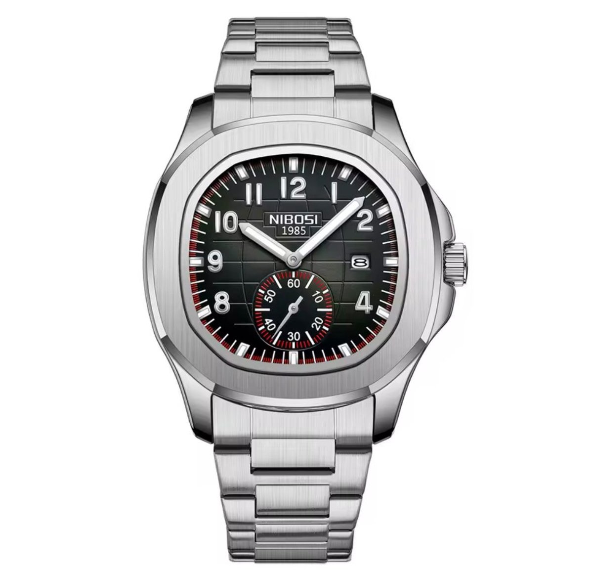 Nibosi - Luxe Herenhorloge - Polshorloge - Heren - Cadeau - Horloge - Geschenkdoos - Mannen - Zilver Zwart - RVS