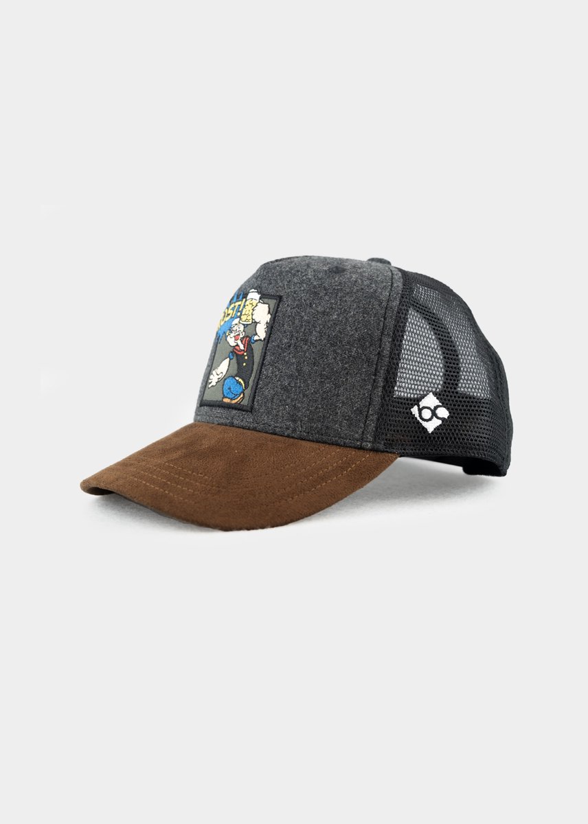 Popeye the Sailorman - Baseballpet voor volwassenen - Gebogen - donkergrijs - Bavarian Caps - 58 cm